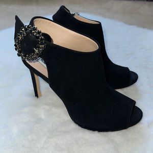 Suede black Diamond heels LIKE NEW